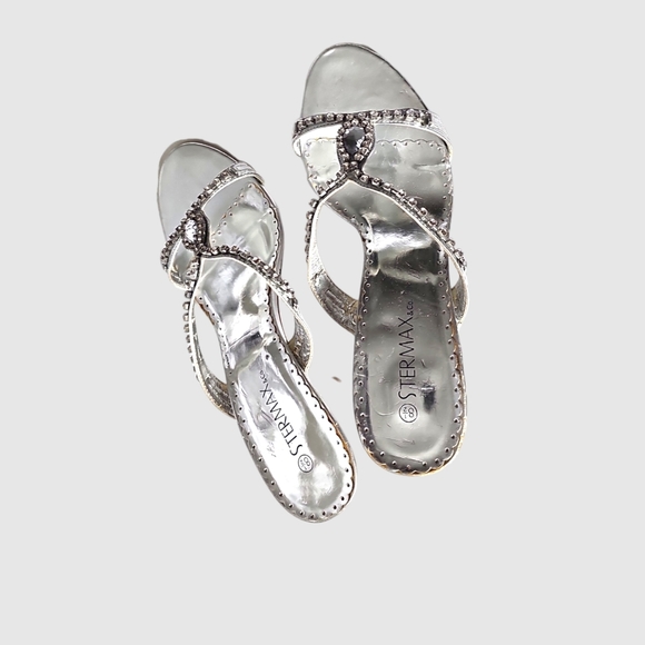 Sexy Strappy Silver Rinestone High heel Sandels sz 8.5 - Picture 7 of 9